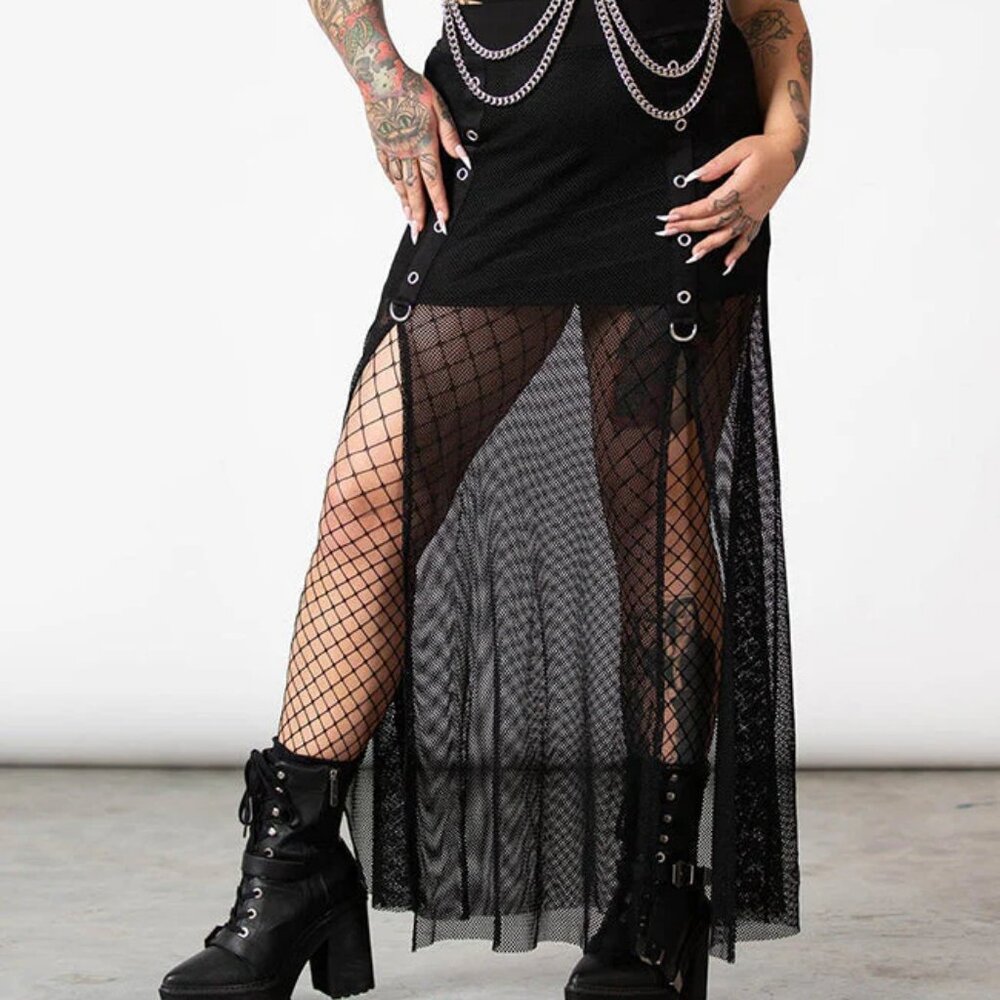 Paragon Fishnet Maxi Skirt KILLSTAR size XS